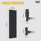 Anthracite 1800x560x100 three column Radiator + Angled Valve
