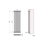 Anthracite 1800x560x100 three column Radiator + Angled Valve
