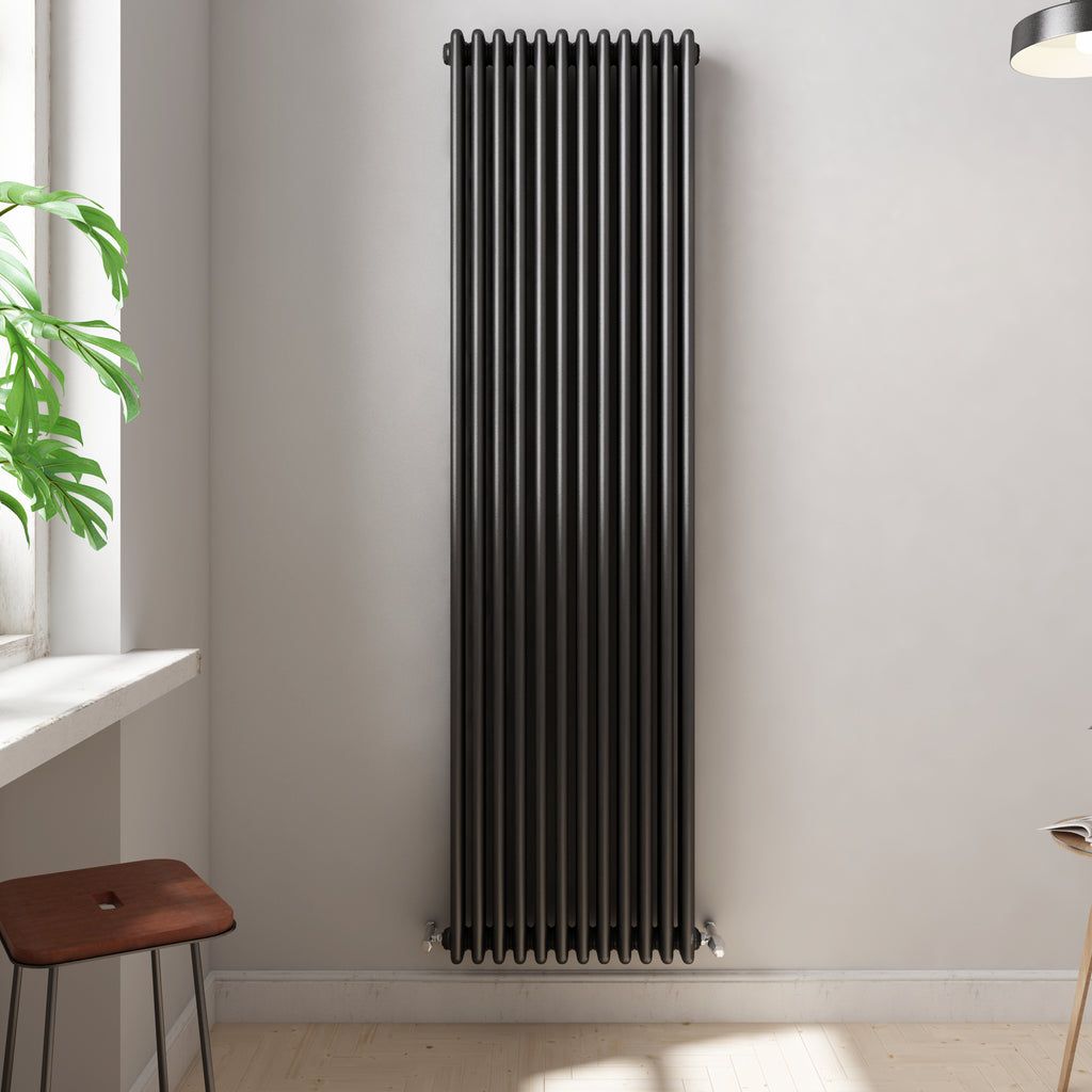 Anthracite 1800x560x100 three column Radiator + Angled Valve