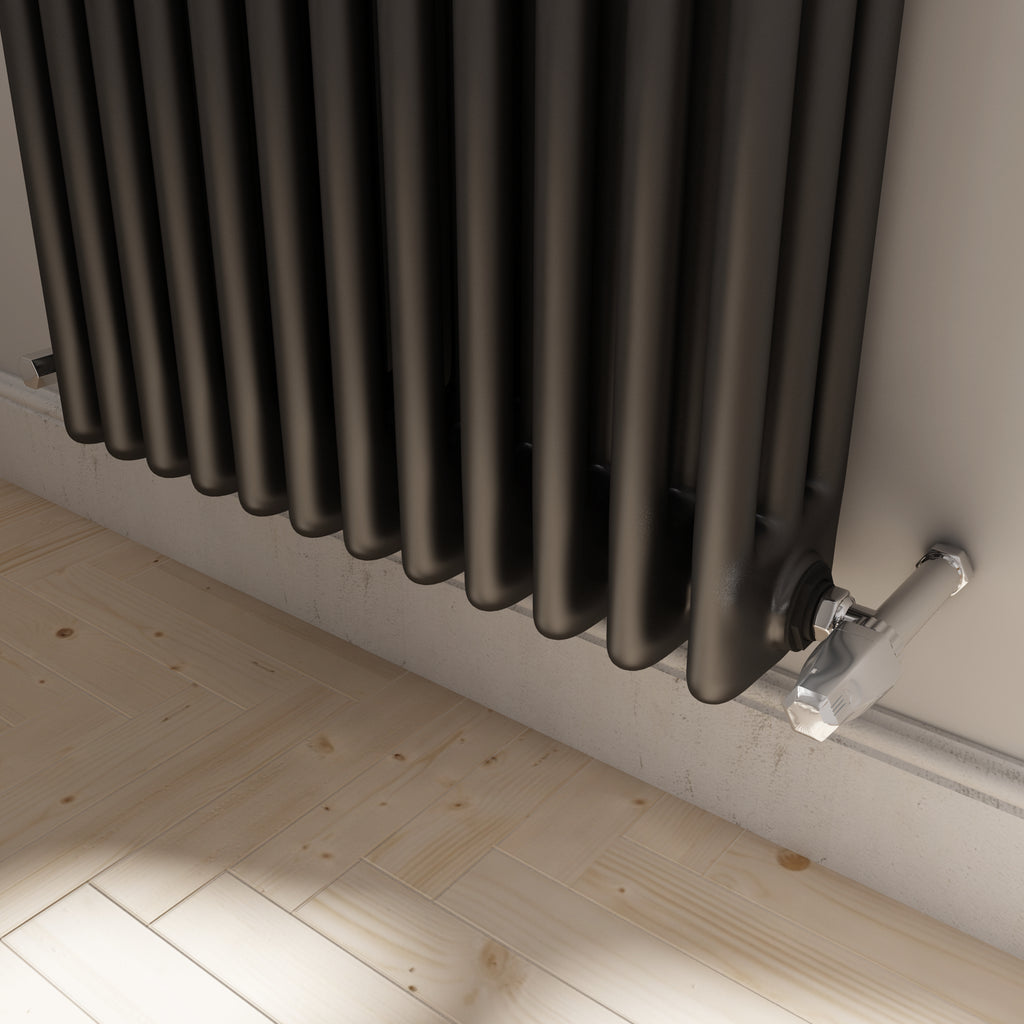 Anthracite 1800x560x100 three column Radiator + Angled Valve