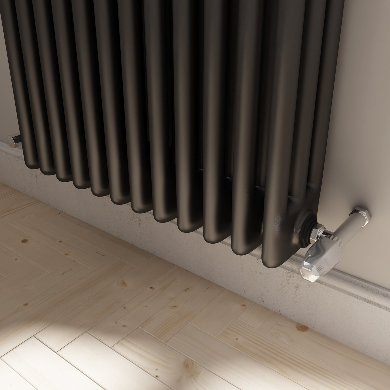 Anthracite 1800x560x100 three column Radiator + Angled Valve