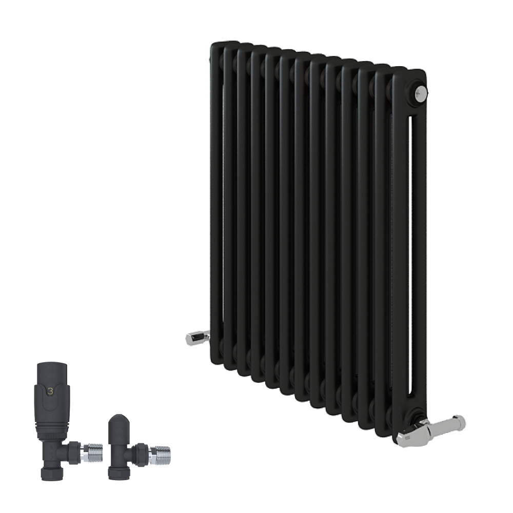 Anthracite 600x1190x70 two column Radiator + Angled Valve