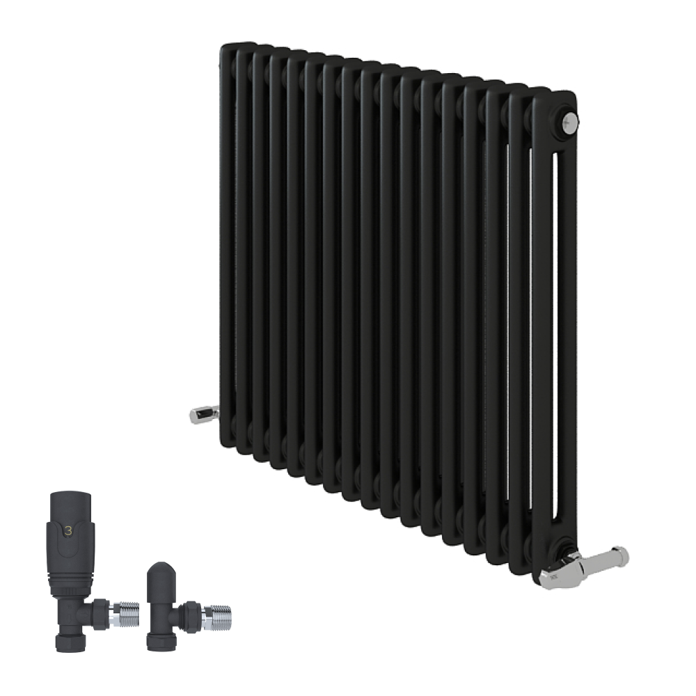 Anthracite 600x1190x70 two column Radiator + Angled Valve