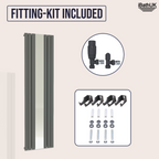 Belgravia Vertical Single Slim Flat Mirrored Panel Radiator Anthracite 1800mm x 605mm + Angled Valve