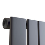 Belgravia Vertical Single Slim Flat Mirrored Panel Radiator Anthracite 1800mm x 605mm + Angled Valve