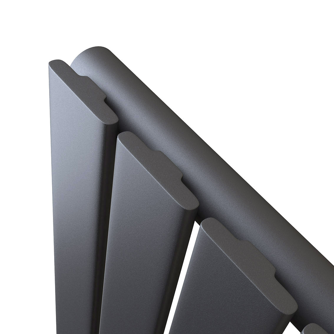 Belgravia Vertical Single Slim Flat Mirrored Panel Radiator Anthracite 1800mm x 605mm + Angled Valve