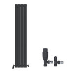 iBathUK Apex Vertical Double Panel Slim Flat Panel Radiator, Wall Mounted Designer Radiator with Angled Valve, Matt White, 1800mm x 608mm