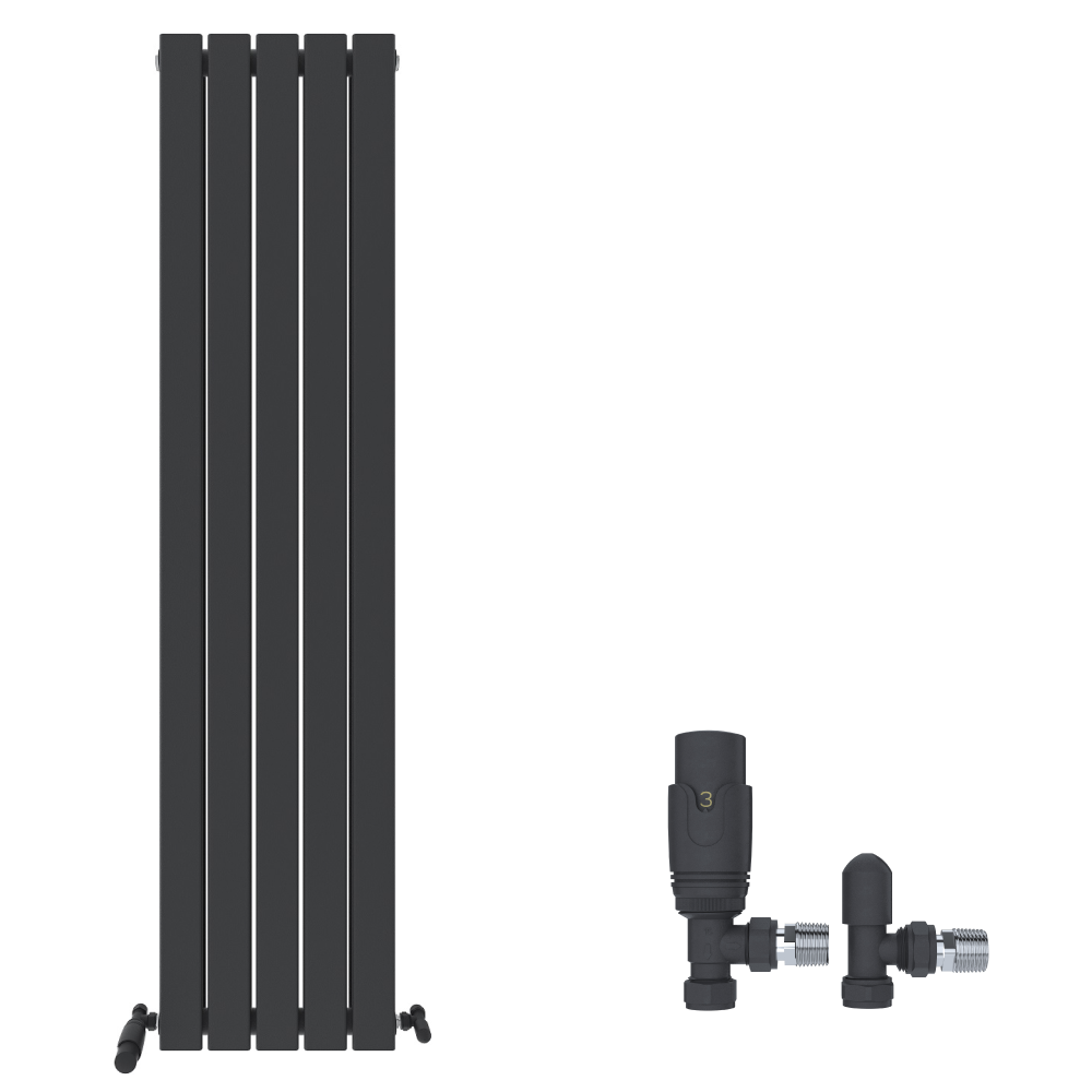 Belgravia Vertical Double Slim Flat Panel Radiator White 1800mm x 608mm + Angled Valve