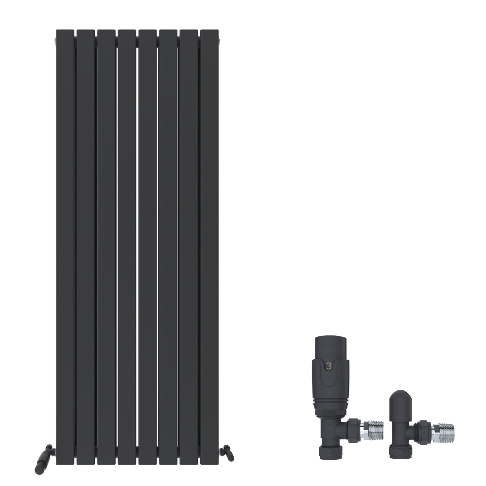 Belgravia Vertical Double Slim Flat Panel Radiator White 1800mm x 608mm + Angled Valve
