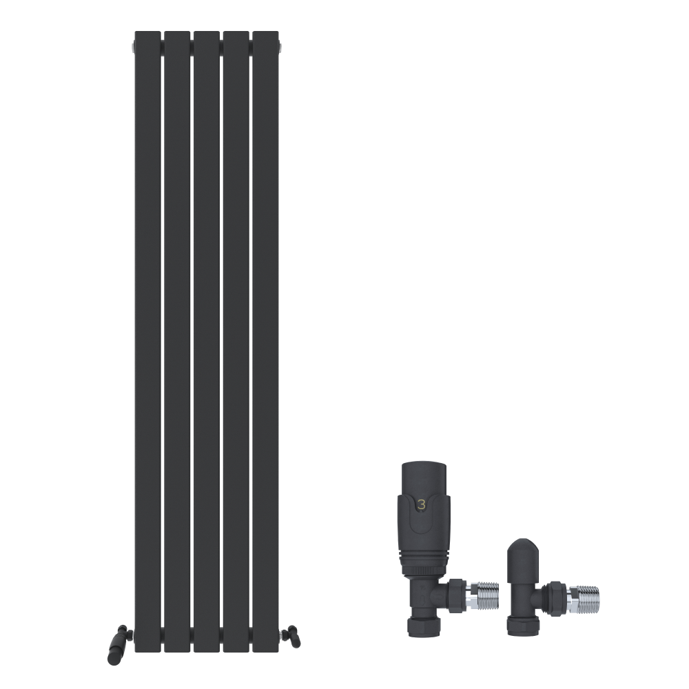 Belgravia Vertical Single Slim Flat Panel Radiator White 1800mm x 532mm + Angled Valve