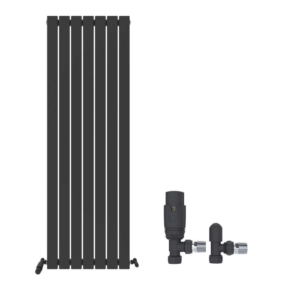 Belgravia Vertical Single Slim Flat Panel Radiator White 1800mm x 532mm + Angled Valve
