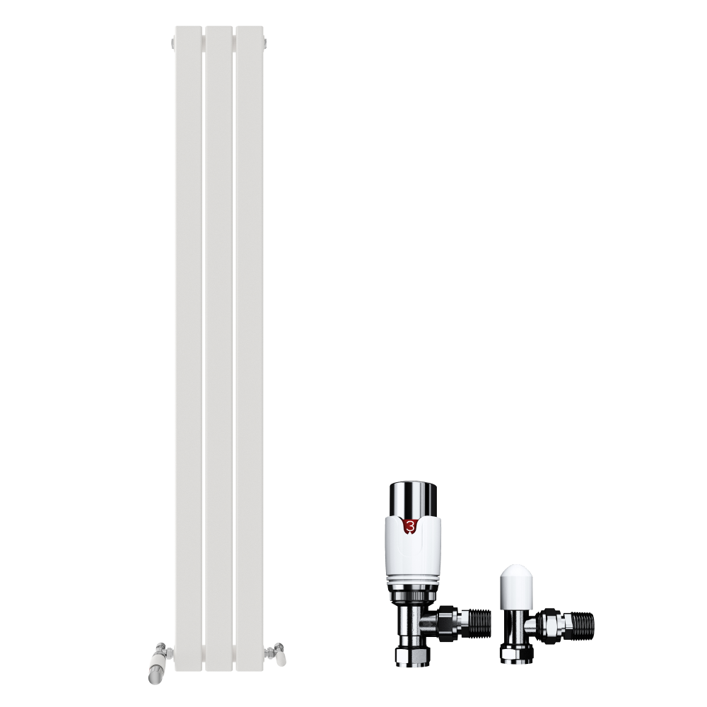 Belgravia Vertical Single Slim Flat Panel Radiator White 1800mm x 532mm + Angled Valve