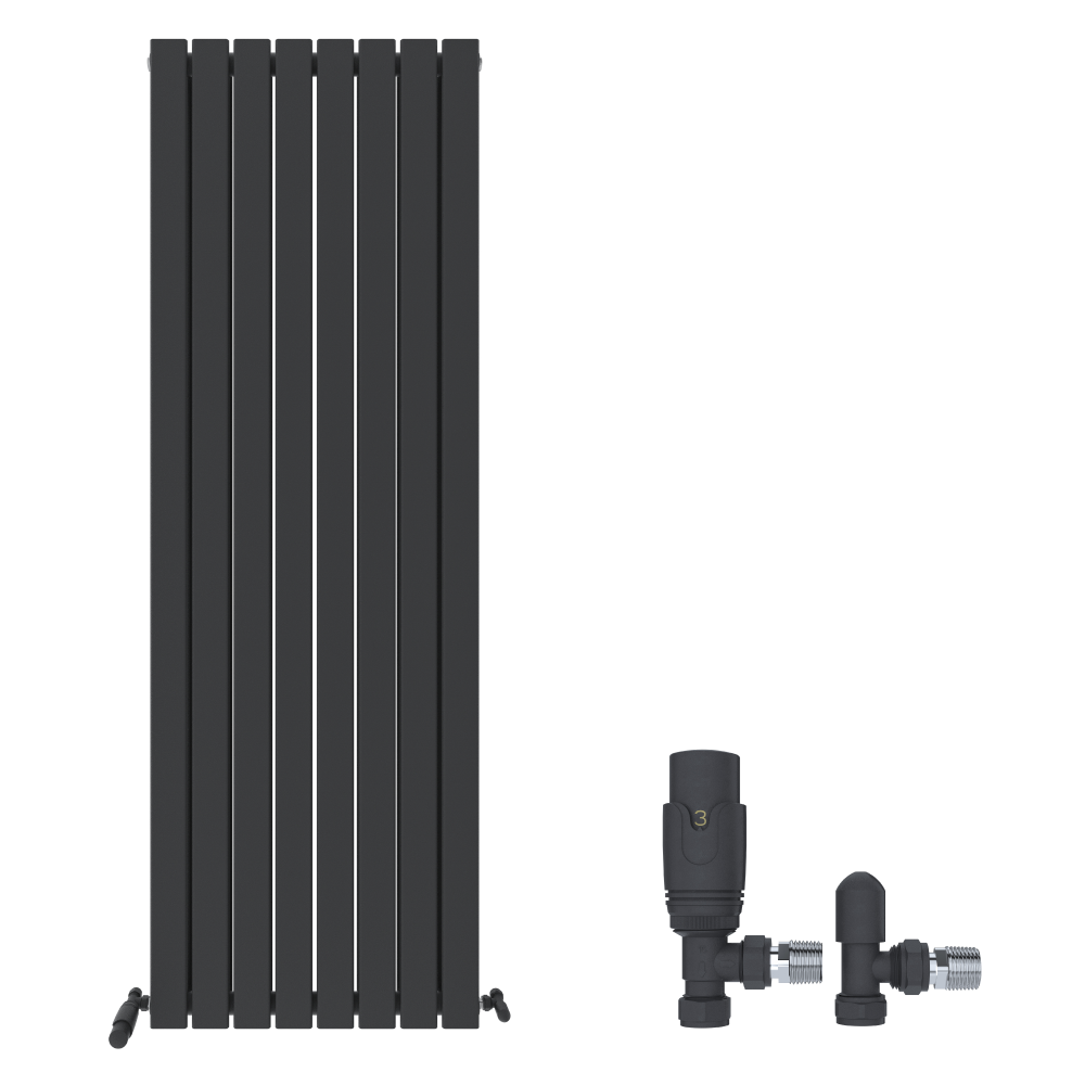 Belgravia Vertical Double Slim Flat Panel Radiator White 1800mm x 608mm + Angled Valve