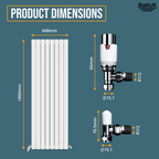 Belgravia Vertical Double Slim Flat Panel Radiator White 1800mm x 608mm + Angled Valve