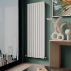 Belgravia Vertical Double Slim Flat Panel Radiator White 1800mm x 608mm + Angled Valve