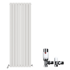 Belgravia Vertical Double Slim Flat Panel Radiator White 1800mm x 608mm + Angled Valve