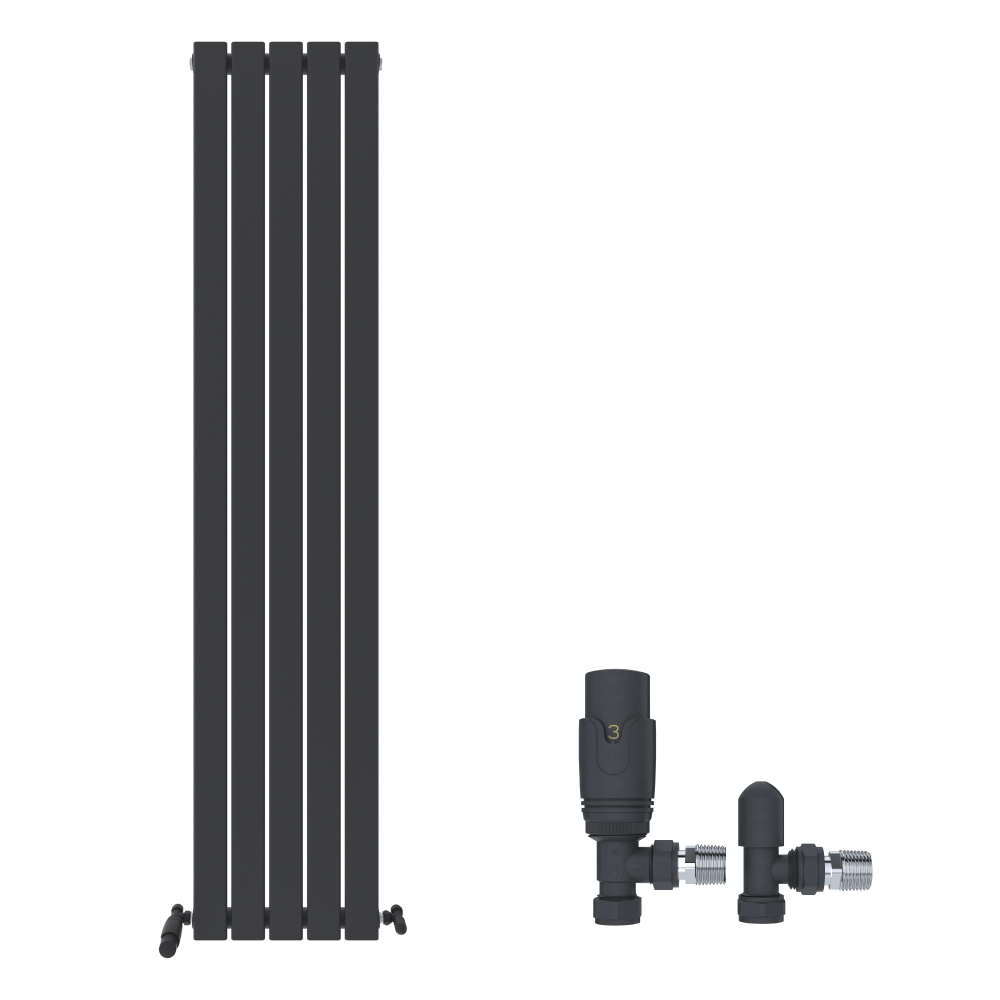 Belgravia Vertical Single Slim Flat Panel Radiator White 1800mm x 532mm + Angled Valve