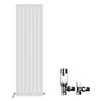 Belgravia Vertical Single Slim Flat Panel Radiator White 1800mm x 532mm + Angled Valve