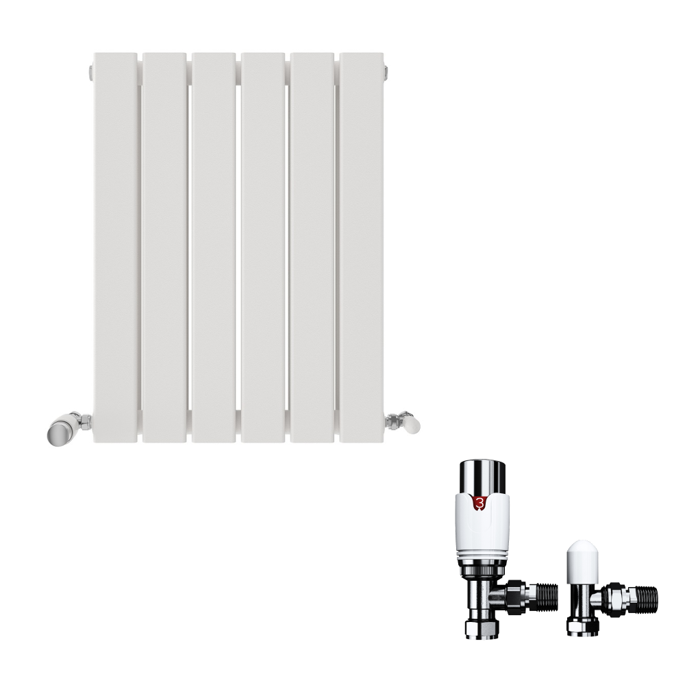 Belgravia Horizontal Double Slim Flat Panel Radiator White 600mm x 1596mm + Angled Valve
