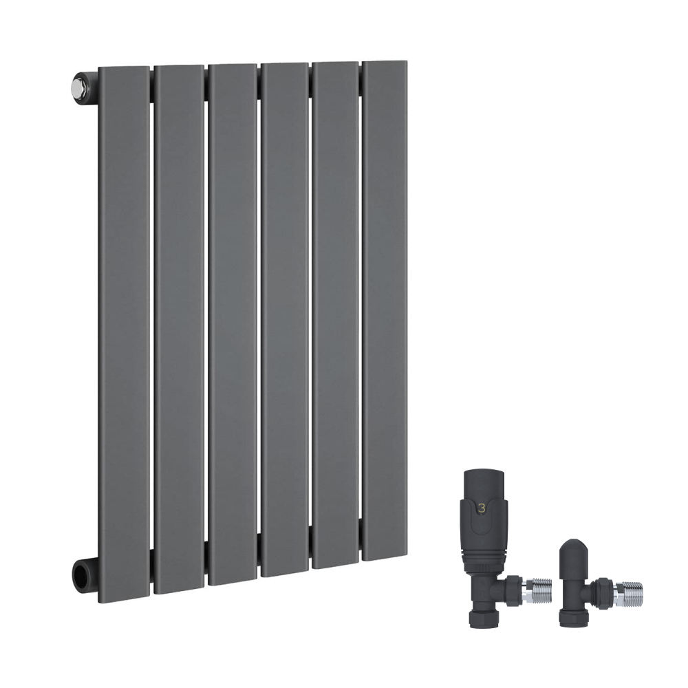 Belgravia Horizontal Single Slim Flat Panel Radiator White 600mm x 988mm + Angled Valve