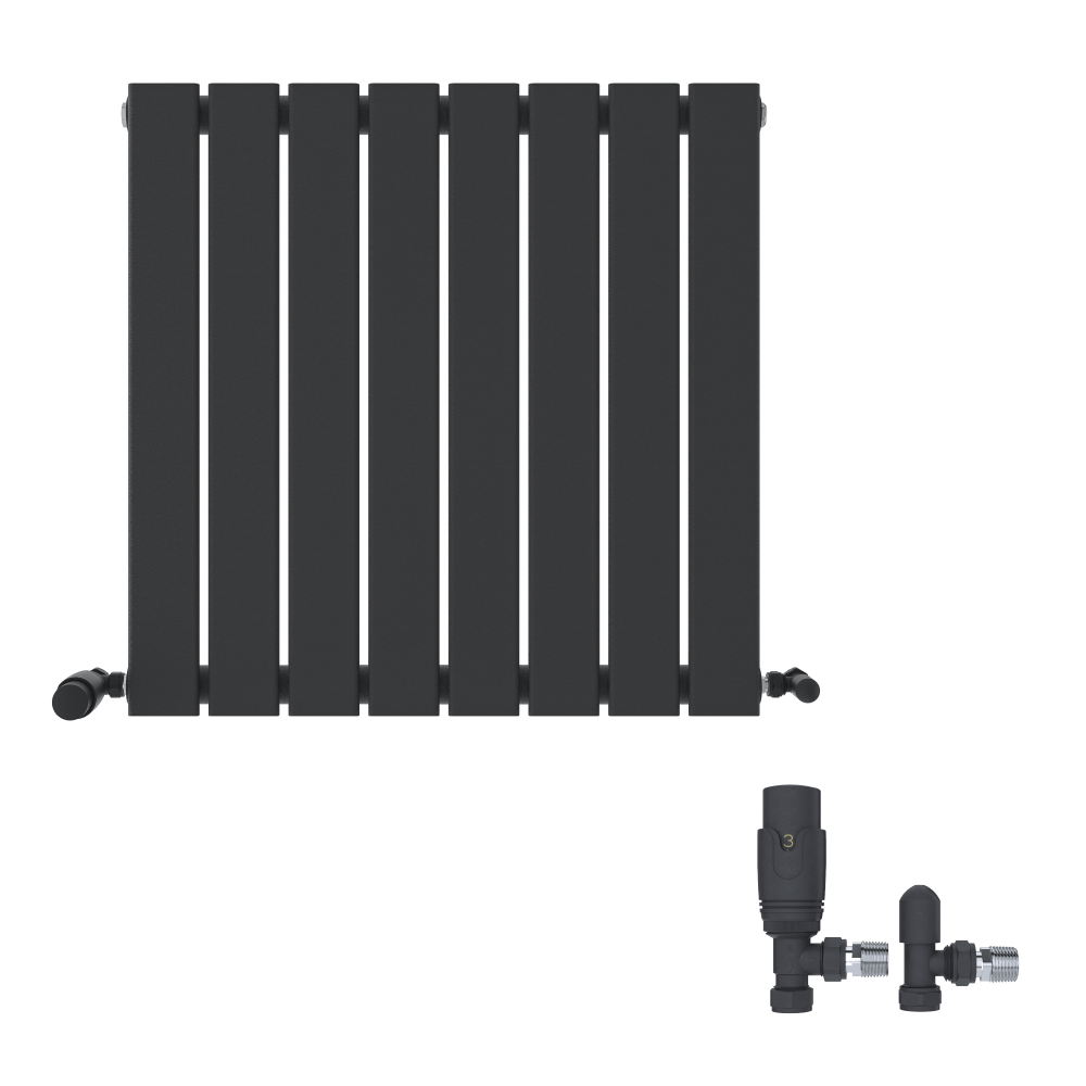 Belgravia Horizontal Single Slim Flat Panel Radiator White 600mm x 988mm + Angled Valve