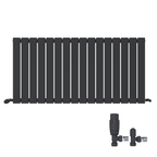 iBathUK Apex Horizontal Single Panel Slim Flat Radiator, Wall Mounted Designer Radiator with Angled Valve, Matt White, 600mm x 988mm