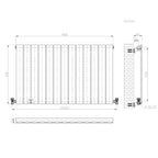 iBathUK Apex Horizontal Single Panel Slim Flat Radiator, Wall Mounted Designer Radiator with Angled Valve, Matt White, 600mm x 988mm