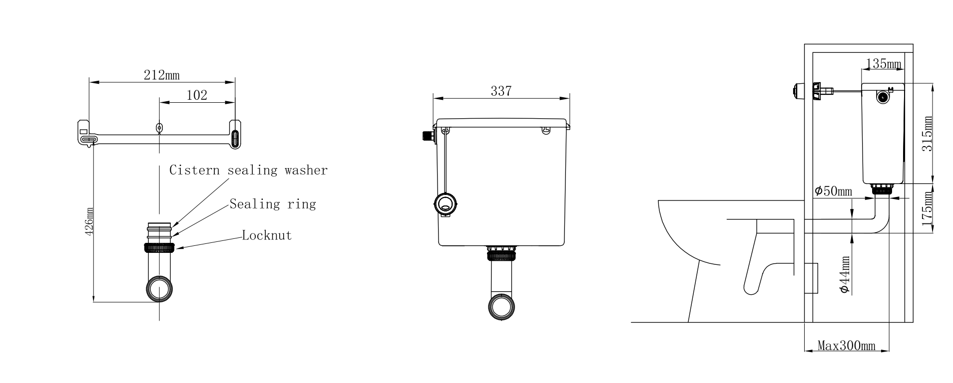 Pro Concealed Cistern with Chrome Dual Flush Push Button (WRAS Approved)