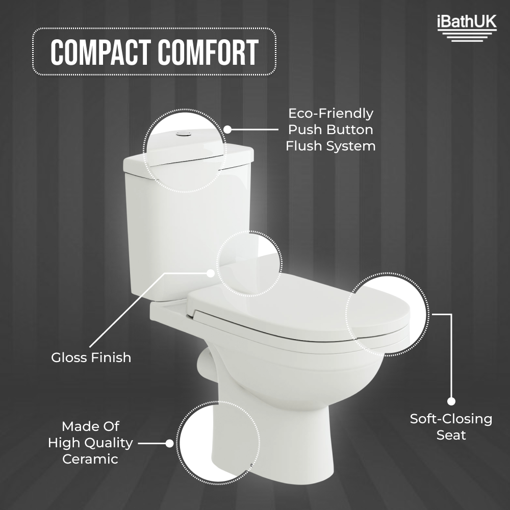 Sleek D Shape 630 Projection Toilet, Cistern, SC Seat (1 box packing)