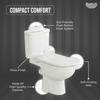 Sleek D Shape 630 Projection Toilet, Cistern, SC Seat (1 box packing)