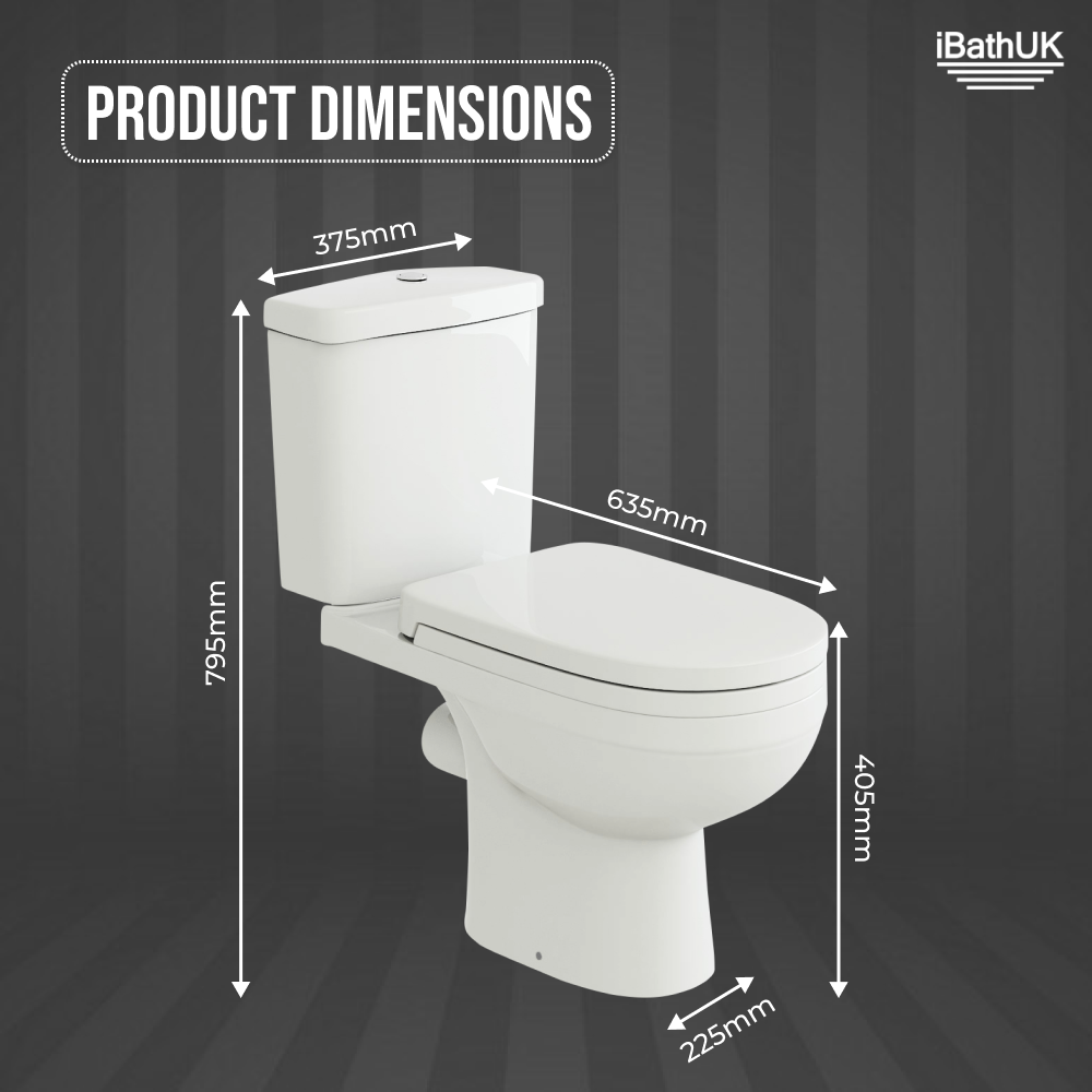 Sleek D Shape 630 Projection Toilet, Cistern, SC Seat (1 box packing)