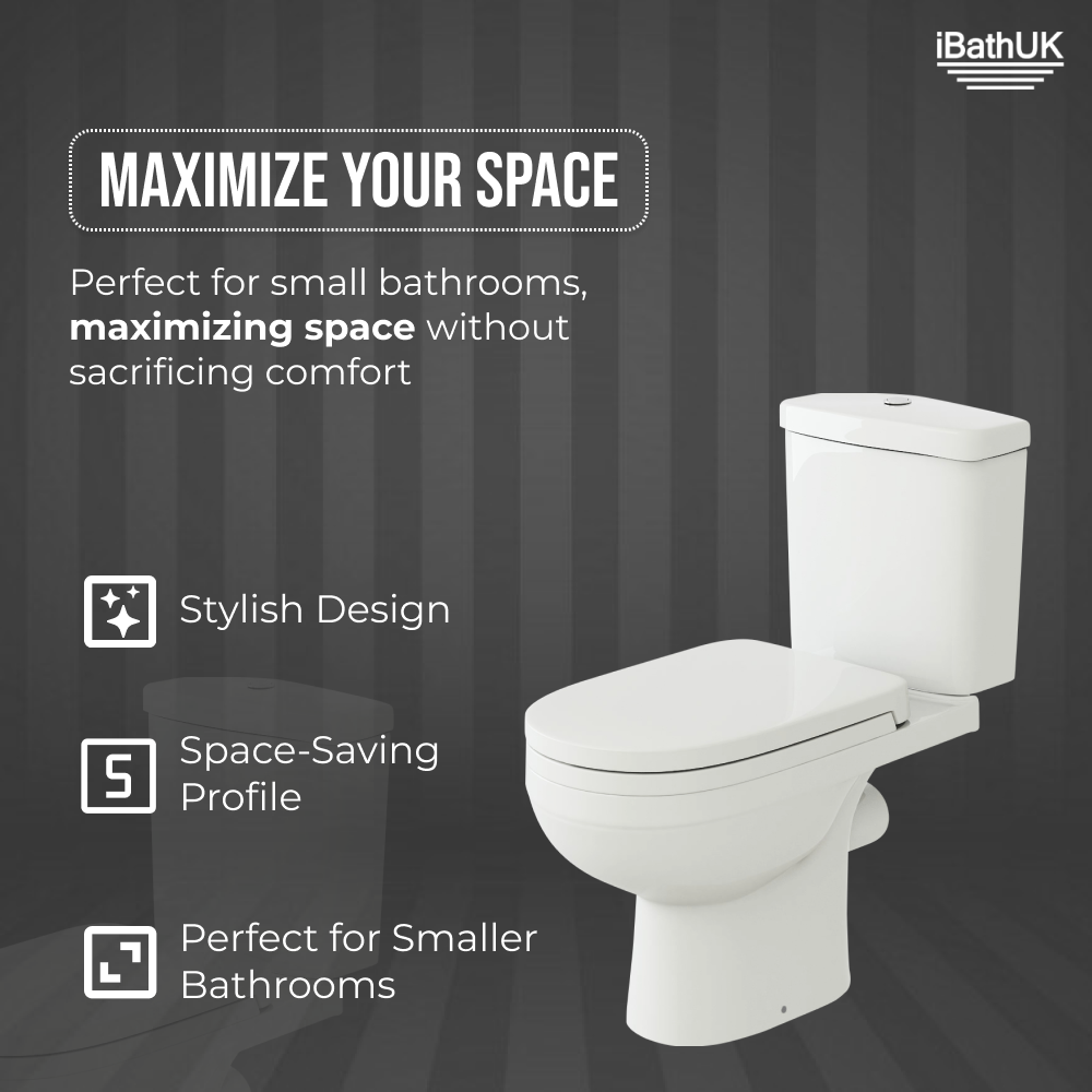 Sleek D Shape 630 Projection Toilet, Cistern, SC Seat (1 box packing)