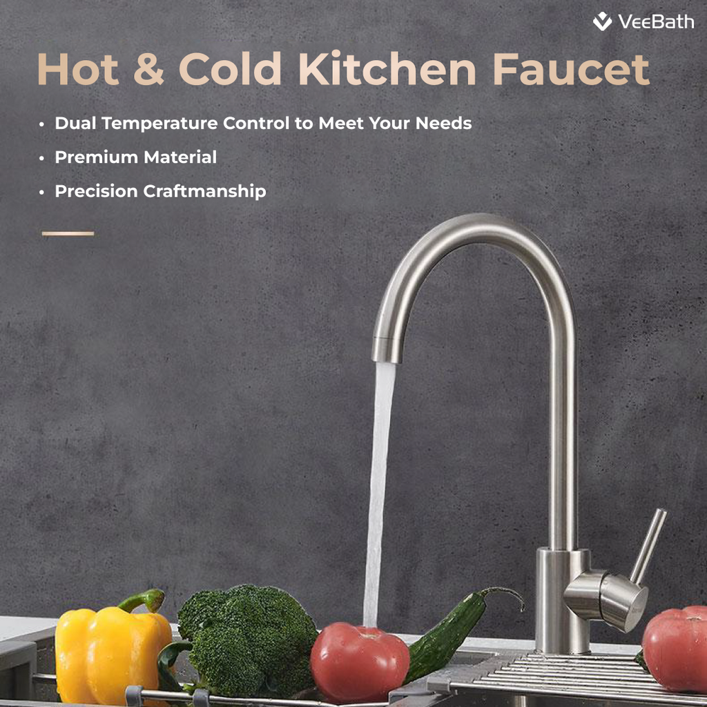 HENRY Stainless Steel Kitchen Mixer Tap - Stainless Steel