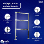 iBathUK Georgian Traditional Vertical Heated Towel Radiator Rail, Towel Warmer 3 Bar Floor Mounted , Designer Heated Towel Rail, 914x535mm, Chrome