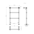 iBathUK Georgian Traditional Vertical Heated Towel Radiator Rail, Towel Warmer 3 Bar Floor Mounted , Designer Heated Towel Rail, 914x535mm, Chrome