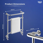 iBathUK Belford Traditional Vertical Heated Towel Radiator Rail, Curved Towel Warmer, 8 Column Floor Mounted, Designer Heated Towel Rail, 820x485mm