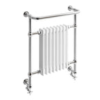 iBathUK Belford Traditional Vertical Heated Towel Radiator Rail, Curved Towel Warmer, 8 Column Floor Mounted, Designer Heated Towel Rail, 820x485mm
