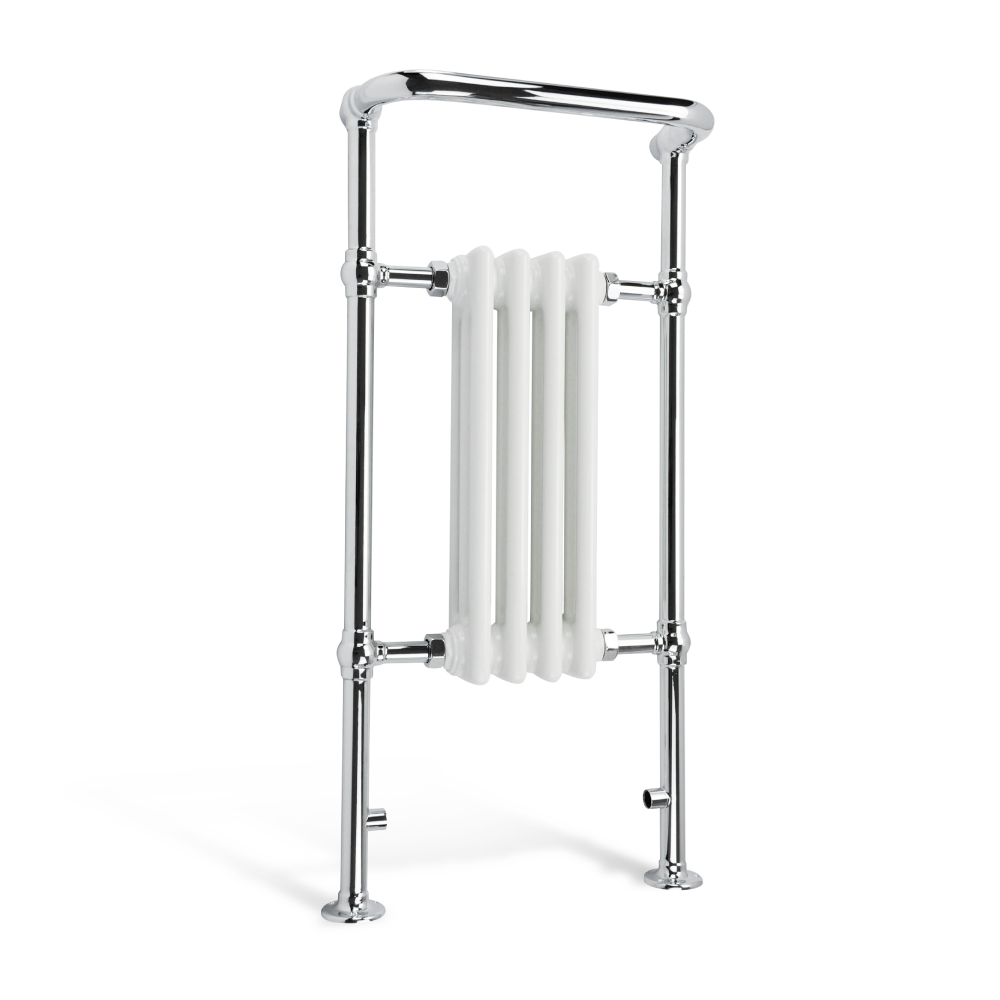 iBathUK Ascot Traditional Floor & Wall Mounted Heated Towel Rail, Traditional Designer Radiator, High Thermal Output, Chrome, 952mm x 479mm x 235mm