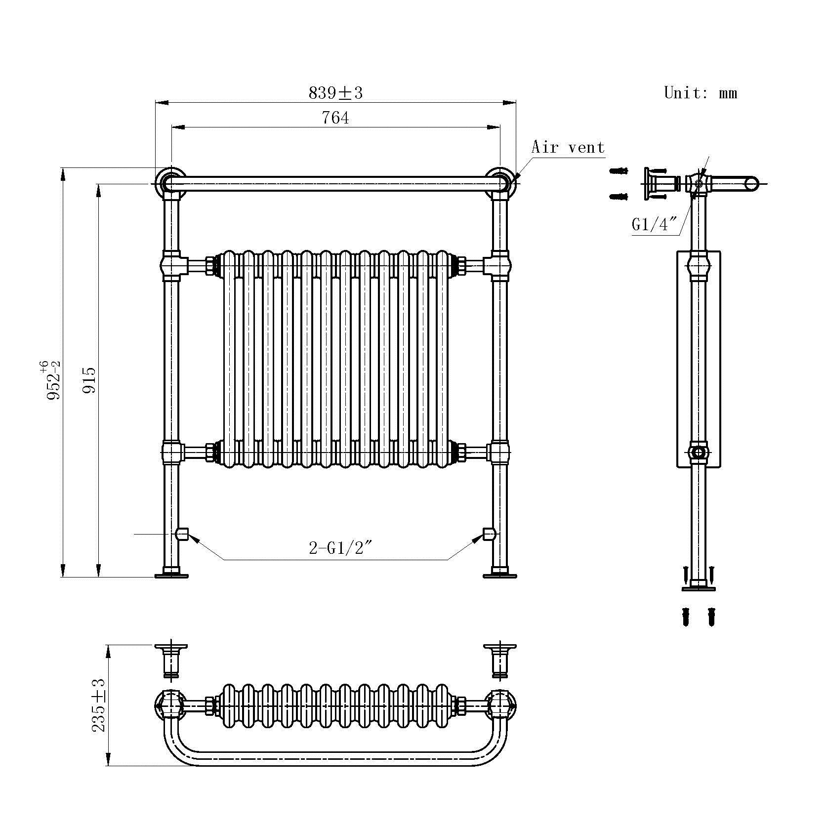 12 Column Traditional Vintage Heated Towel Rail Premium Bathroom Radiator