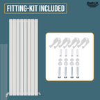 iBathUK Apex Vertical Double Panel Slim Flat Radiator, Wall Mounted Designer Radiator, High Heat Output, Matt White, 1600mm x 608mm