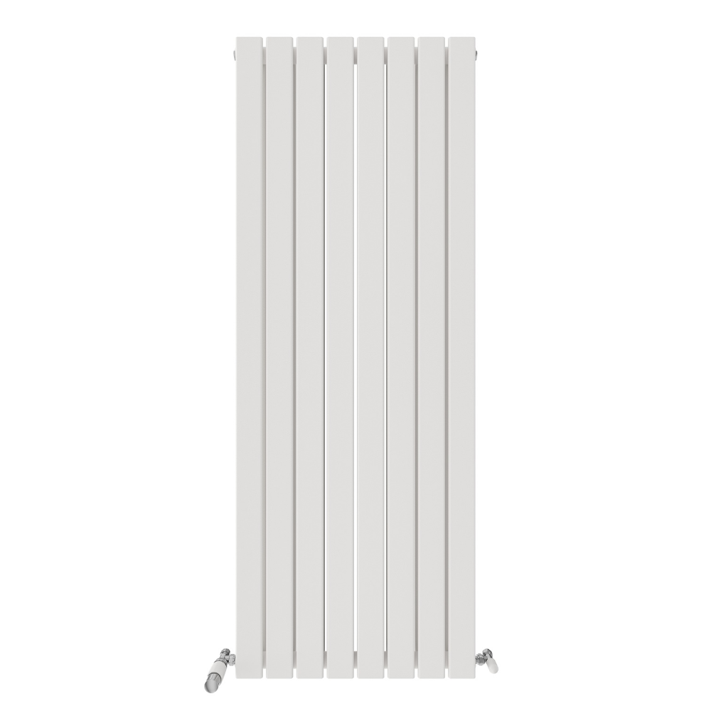 iBathUK Apex Vertical Double Panel Slim Flat Radiator, Wall Mounted Designer Radiator, High Heat Output, Matt White, 1600mm x 608mm