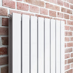 iBathUK Apex Vertical Double Panel Slim Flat Radiator, Wall Mounted Designer Radiator, High Heat Output, Matt White, 1600mm x 608mm