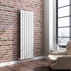 iBathUK Apex Vertical Single Panel Slim Flat Radiator, Wall Mounted Designer Radiator, High Heat Output, Matt White, 1600mm x 532mm