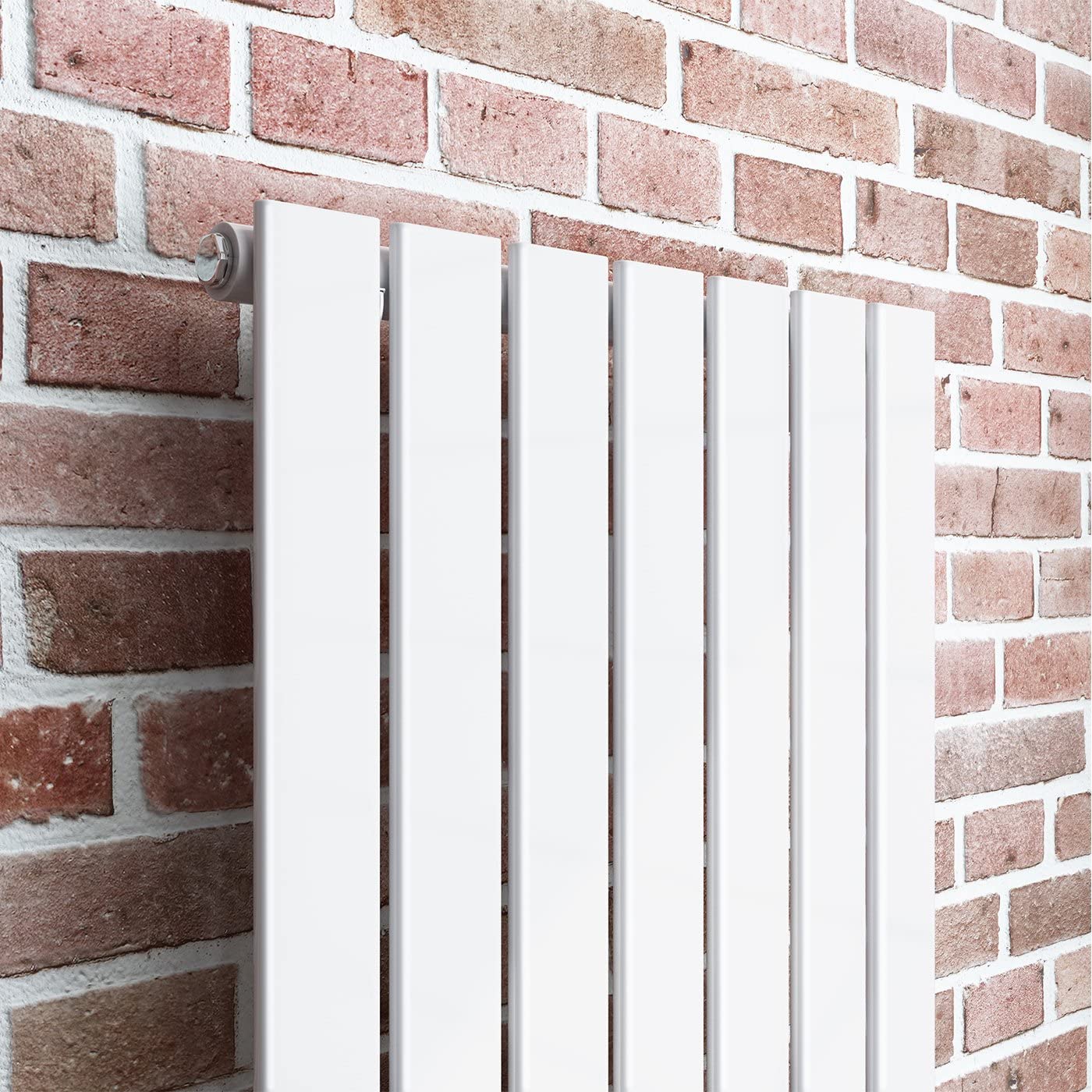 iBathUK Apex Vertical Single Panel Slim Flat Radiator, Wall Mounted Designer Radiator, High Heat Output, Matt White, 1600mm x 532mm