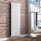 iBathUK Apex Vertical Single Panel Slim Flat Radiator, Wall Mounted Designer Radiator, High Heat Output, Matt White, 1600mm x 532mm