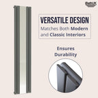 Belgravia Vertical Single Slim Flat Mirrored Panel Radiator Anthracite Grey