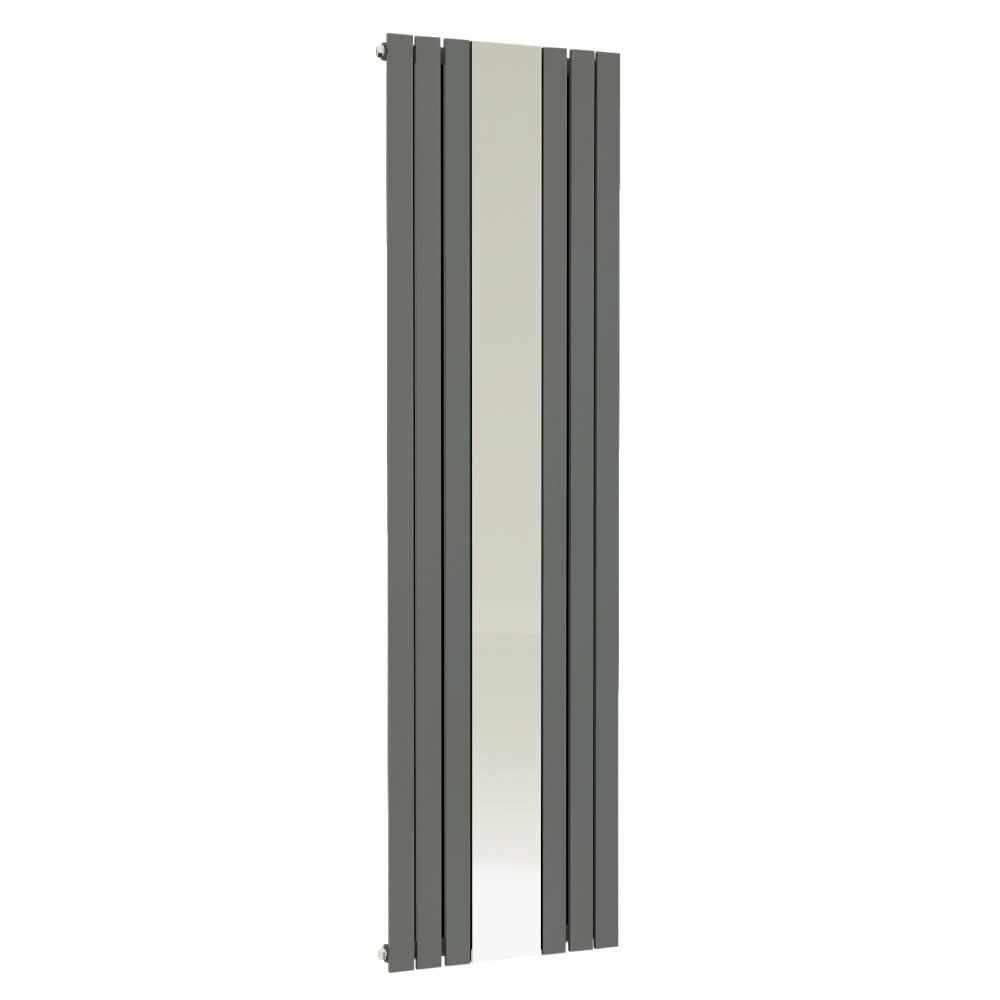 Belgravia Vertical Single Slim Flat Mirrored Panel Radiator Anthracite Grey