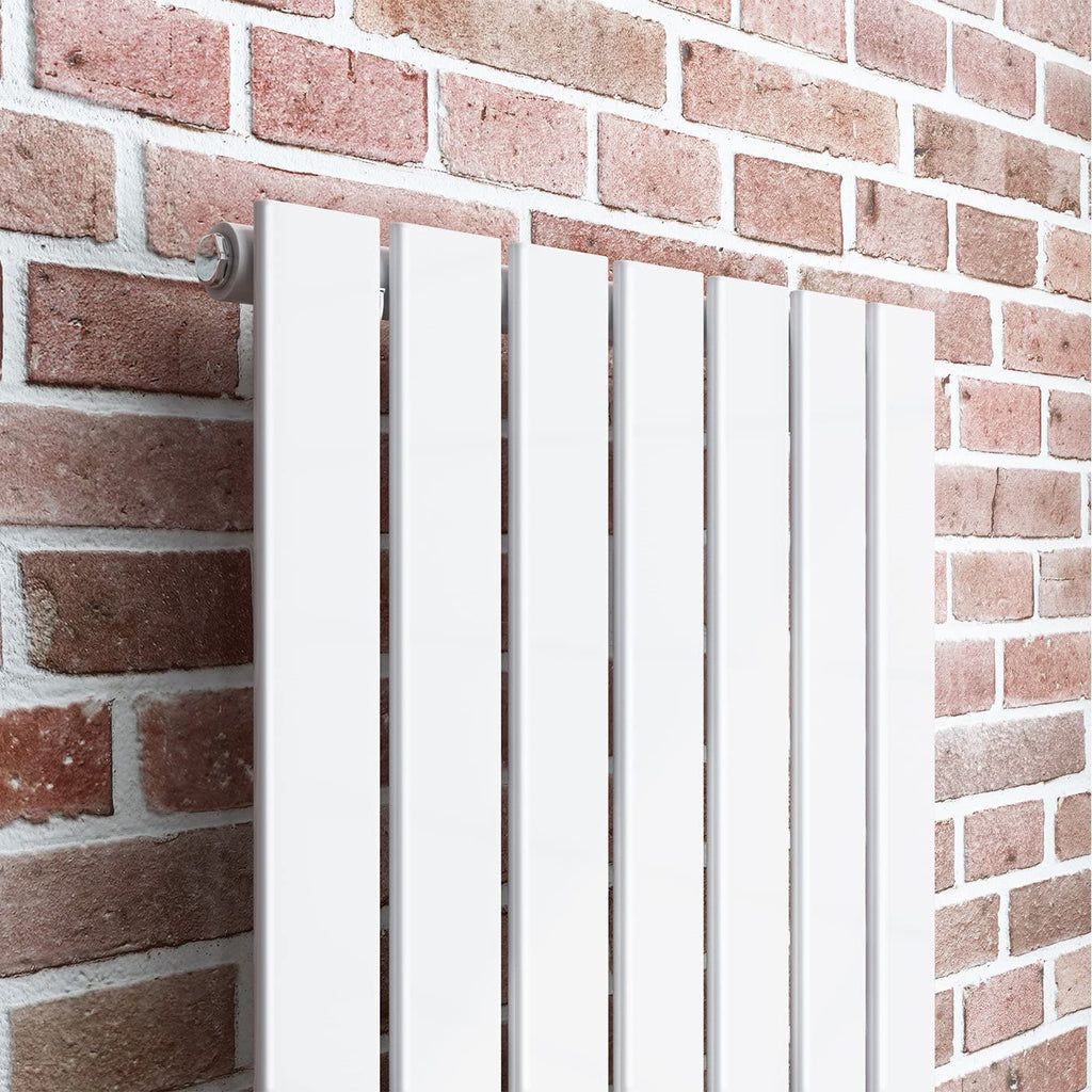 iBathUK Apex Vertical Single Panel Slim Flat Radiator, Wall Mounted Designer Radiator, High Heat Output, Matt White, 1800mm x 532mm
