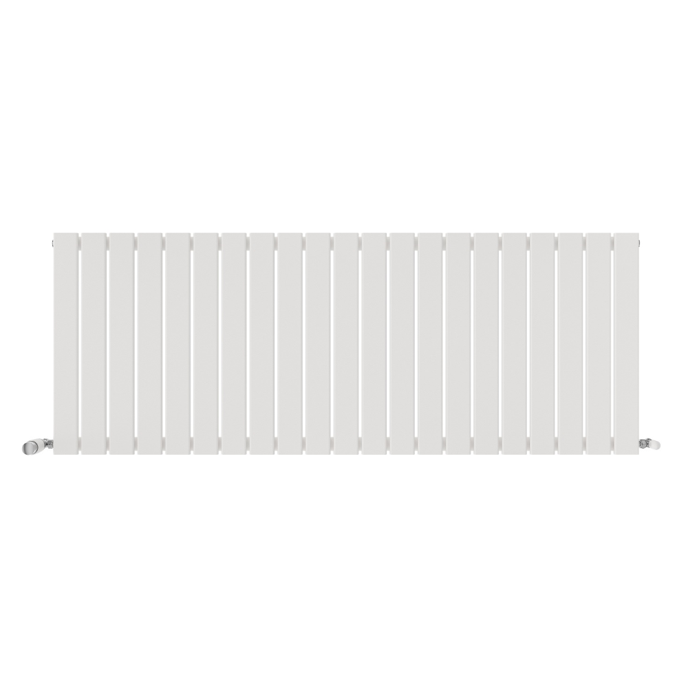iBathUK Apex Horizontal Single Panel Slim Flat Radiator, Wall Mounted Designer Radiator, High Heat Output, Matt White, 600mm x 1596mm