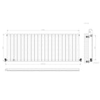 iBathUK Apex Horizontal Single Panel Slim Flat Radiator, Wall Mounted Designer Radiator, High Heat Output, Matt White, 600mm x 1596mm
